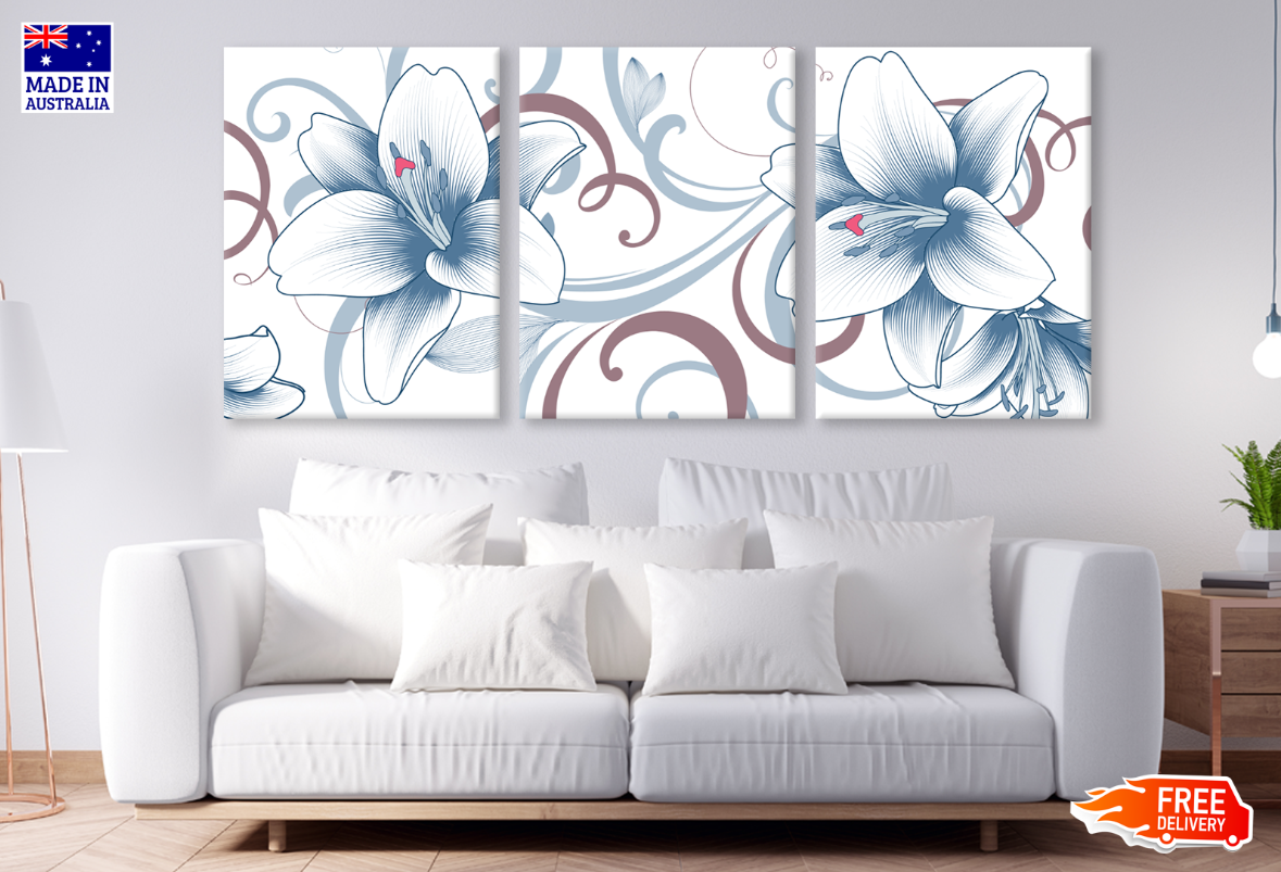 3 Set of Floral Painting High Quality print 100% Australian made wall Canvas ready to hang