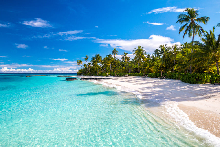 Bella Home Typical Blue Beach in Maldives Print Canvas Ready to hang