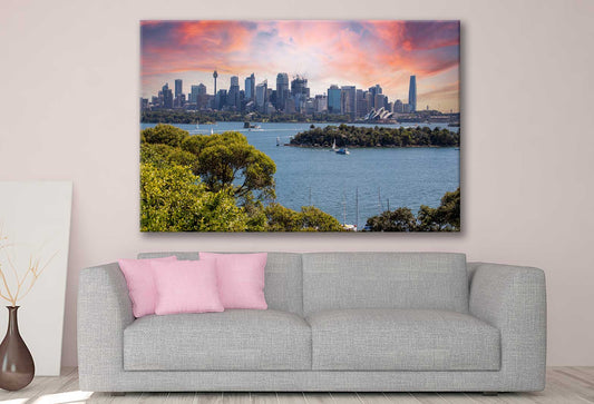 Bella Home Ferry Boats Partly Cloudy Colourful Skies Print Canvas Ready to hang