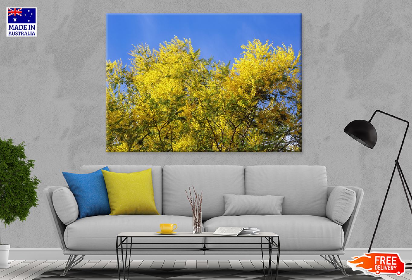 Acacia Dealbata Tree Blue Sky Photograph Print 100% Australian Made