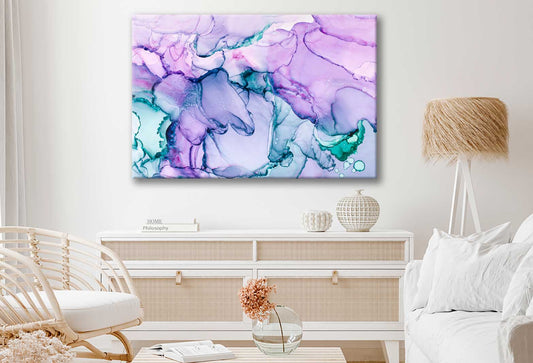 Bella Home Green Purple Abstract Alcohol Ink Print Canvas Ready to hang