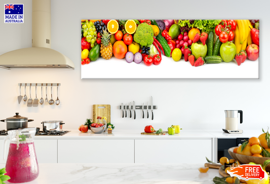 Panoramic Canvas Fruits & Vegetables High Quality 100% Australian made wall Canvas Print ready to hang