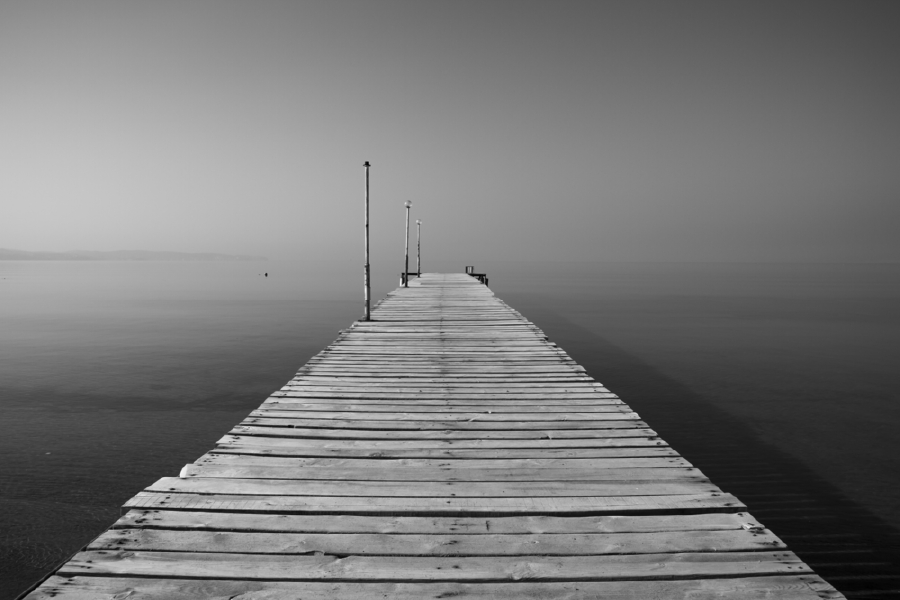 Wooden Pier On Lake View B&W Photograph Print 100% Australian Made