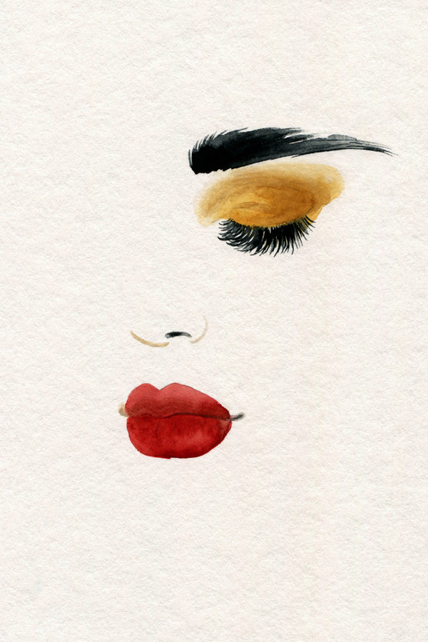 Makeup Woman Face Watercolor Painting Print 100% Australian Made