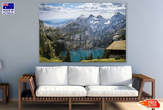 Trees Oeschinen Lake Photograph in Switzerland Print 100% Australian Made