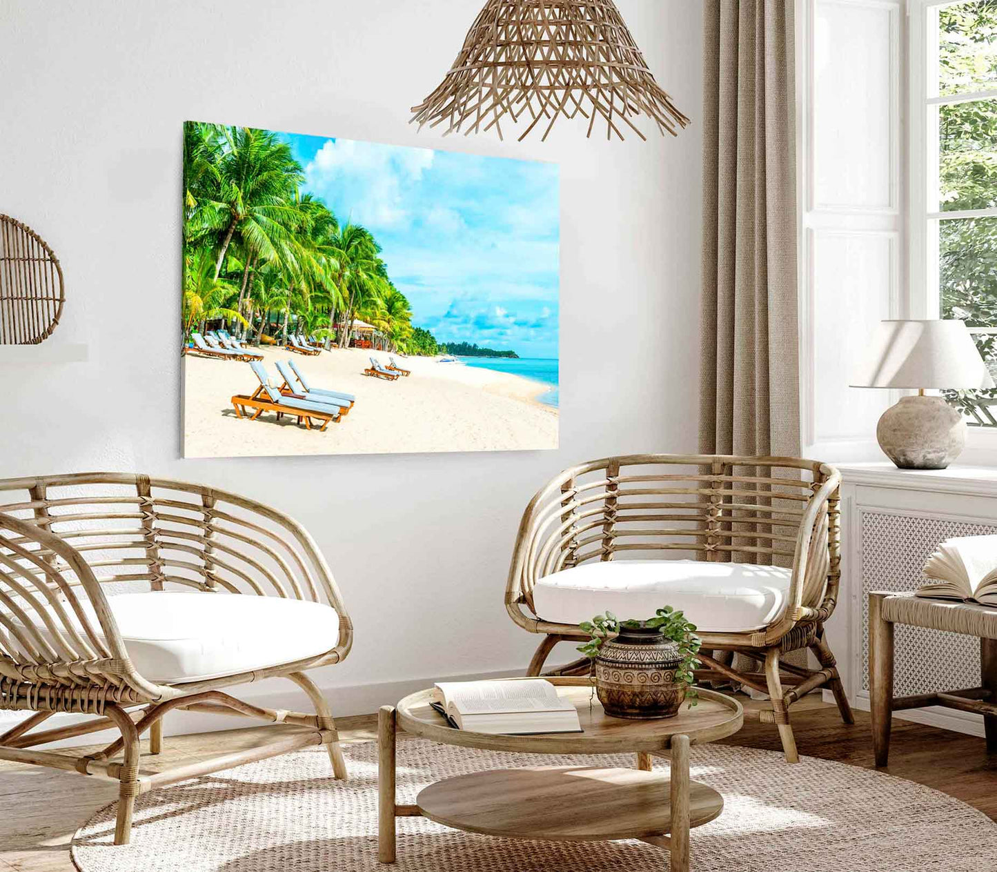 Bella Home Sand Sea With Beach Chairs Print Canvas Ready to hang