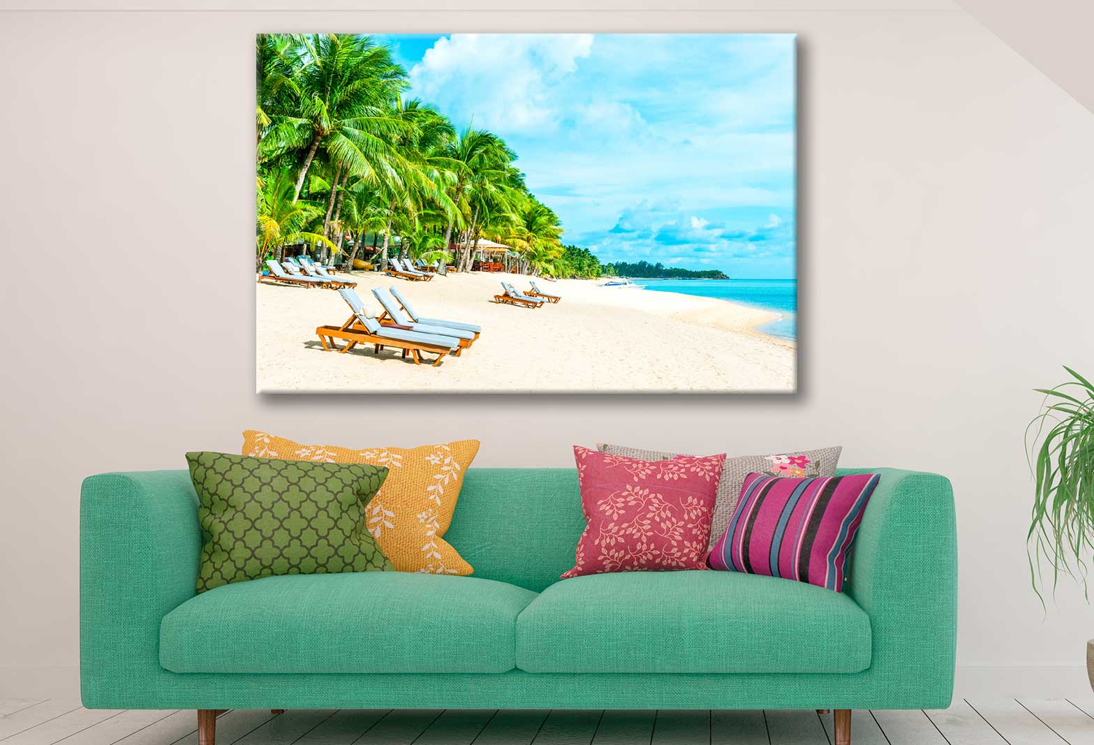 Bella Home Sand Sea With Beach Chairs Print Canvas Ready to hang