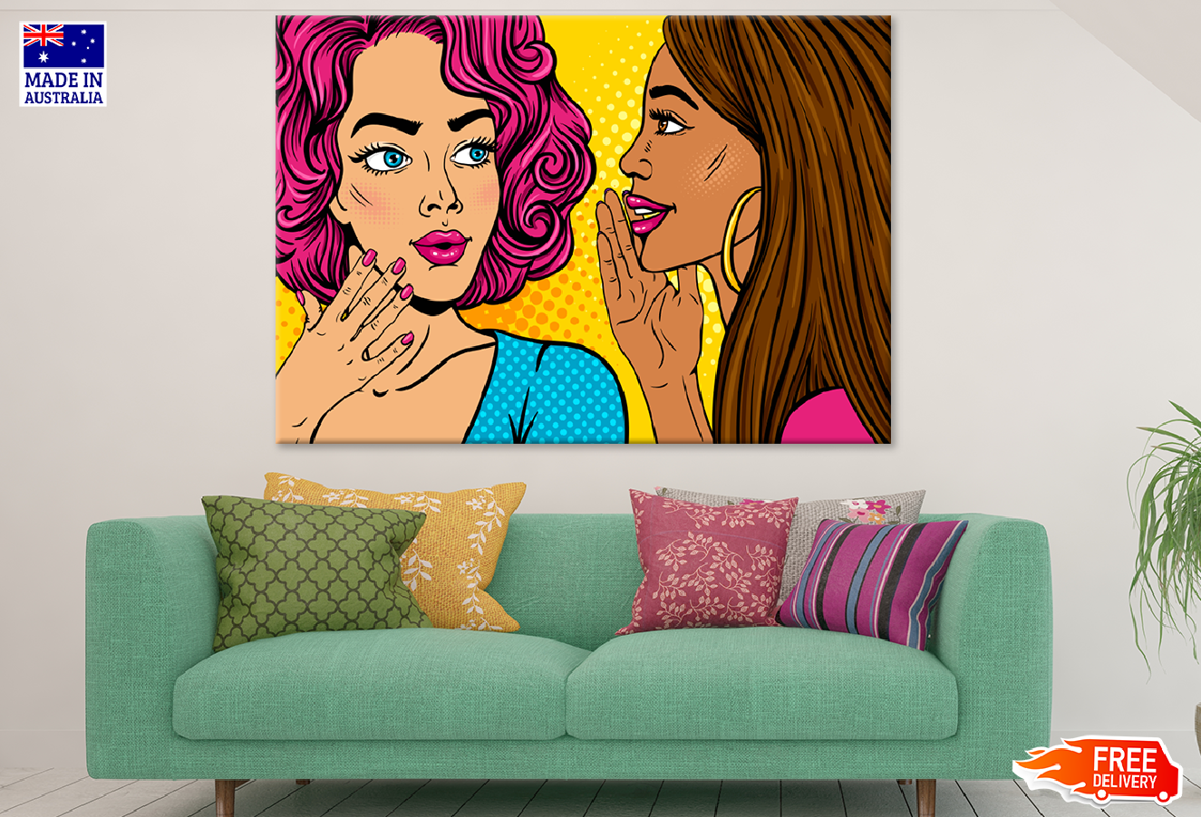 Two Girls Whispering Illustration Print 100% Australian Made