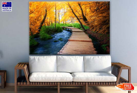 Colourful Forest with Wooden Pier Print 100% Australian Made