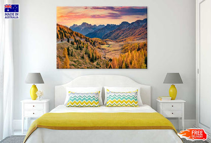 Autumn Trees & Mountains Forest Scenery Photograph Print 100% Australian Made