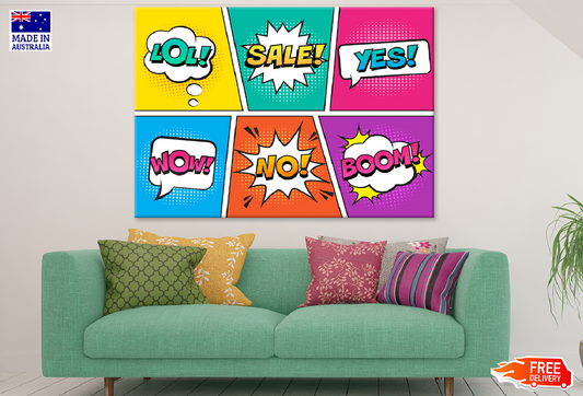 LOL SALE YES WOW NO BOOM Illustration Print 100% Australian Made