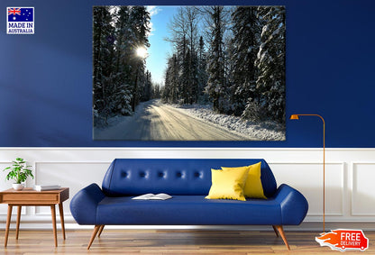 Snow Covered Forest & Road Photograph Print 100% Australian Made