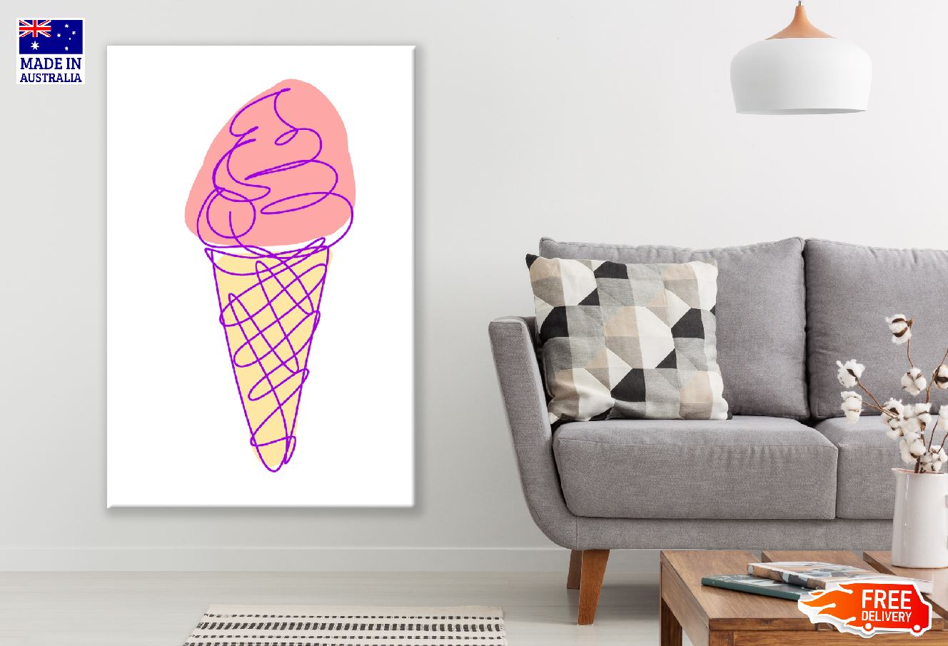 Sweet Ice Cream Line Art Design Print 100% Australian Made