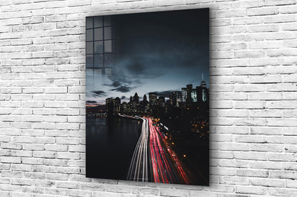 City Highway Night View Print Tempered Glass Wall Art 100% Made in Australia Ready to Hang