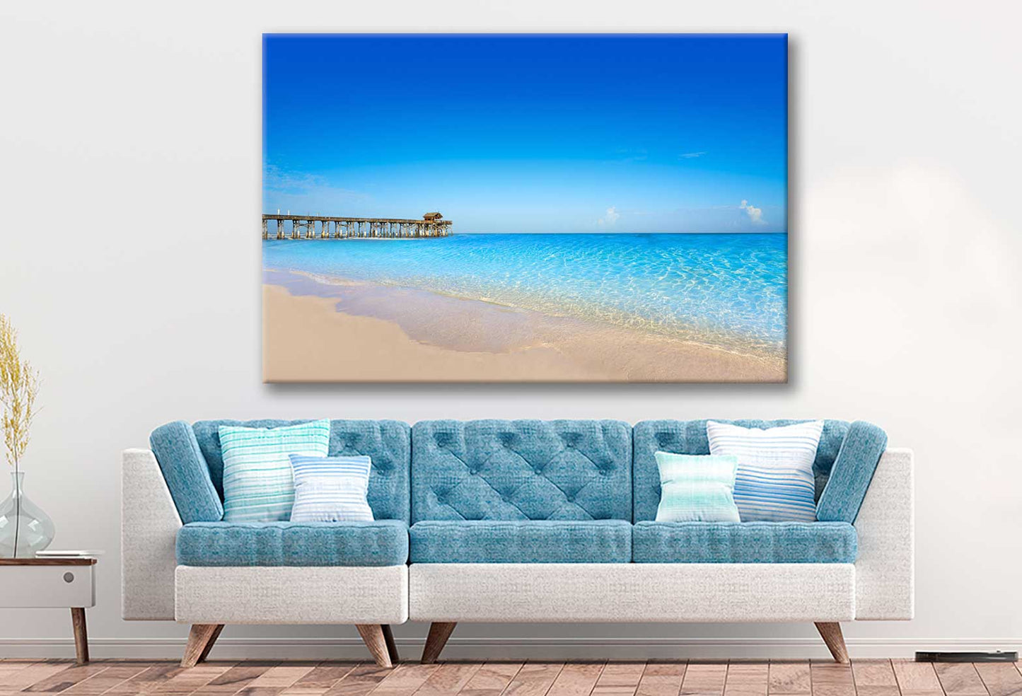 Bella Home Cocoa Sea & Pier to The Beach Print Canvas Ready to hang