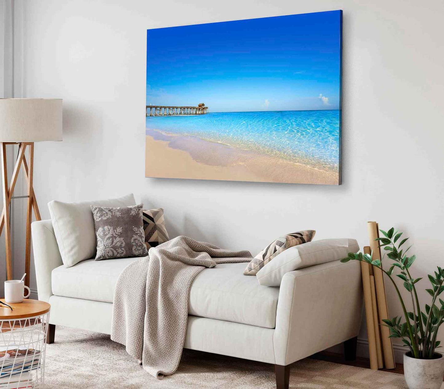 Bella Home Cocoa Sea & Pier to The Beach Print Canvas Ready to hang