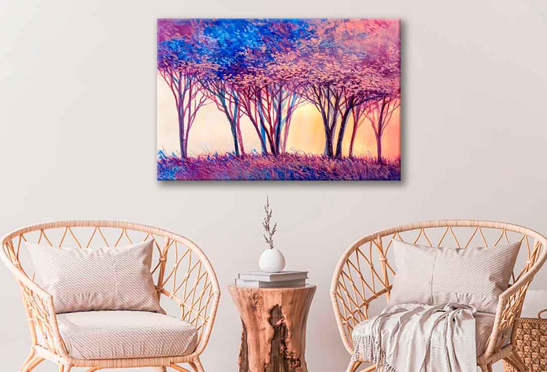 Bella Home Abstract Forest Trees Oil Painting Print Canvas Ready to hang