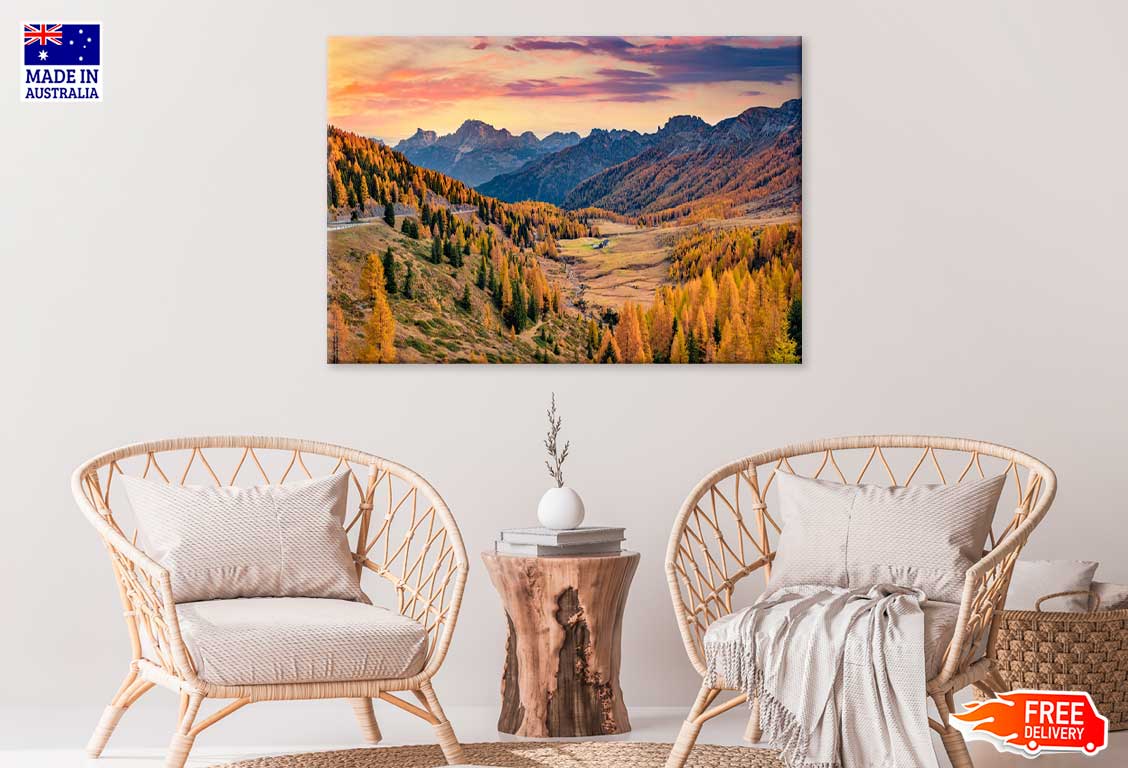 Autumn Trees & Mountains Forest Scenery Photograph Print 100% Australian Made