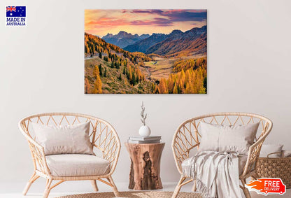 Autumn Trees & Mountains Forest Scenery Photograph Print 100% Australian Made