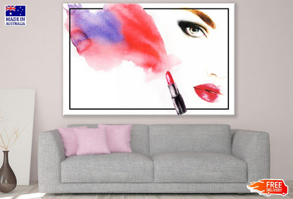 Woman Face & Lipsstick Watercolor Painting Print 100% Australian Made