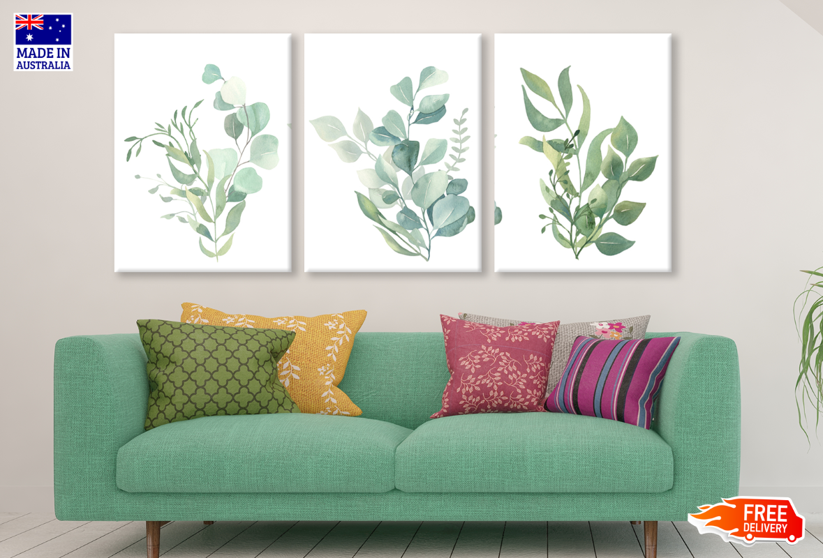 3 Set of Leaves Painting High Quality print 100% Australian made wall Canvas ready to hang