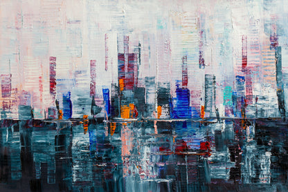 Bella Home Modern Abstract City Painting Print Canvas Ready to hang