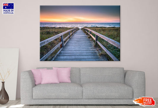 Wooden Bridge to Beach North Sea View Photograph Print 100% Australian Made