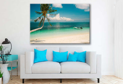 Bella Home Palm Near Green Sunny Beach Print Canvas Ready to hang