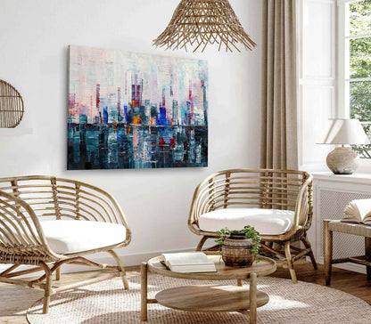 Bella Home Modern Abstract City Painting Print Canvas Ready to hang