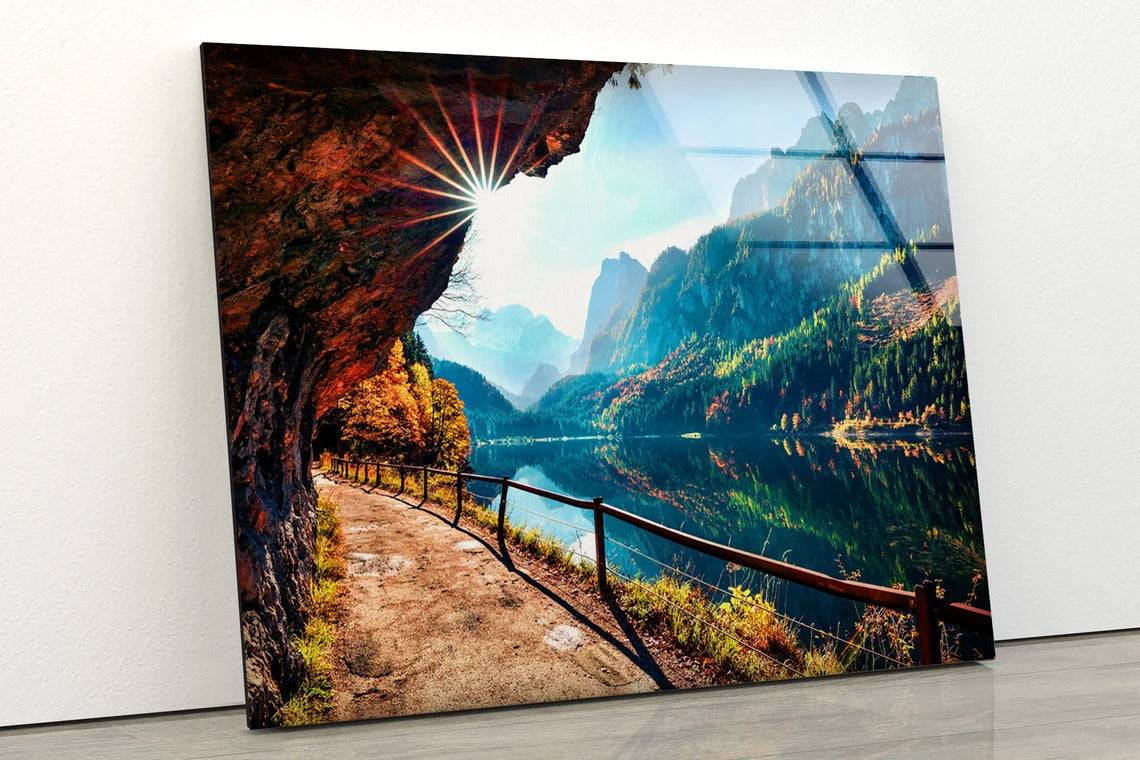 Foot Path Near Lake Scenery Photograph Acrylic Glass Print Tempered Glass Wall Art 100% Made in Australia Ready to Hang