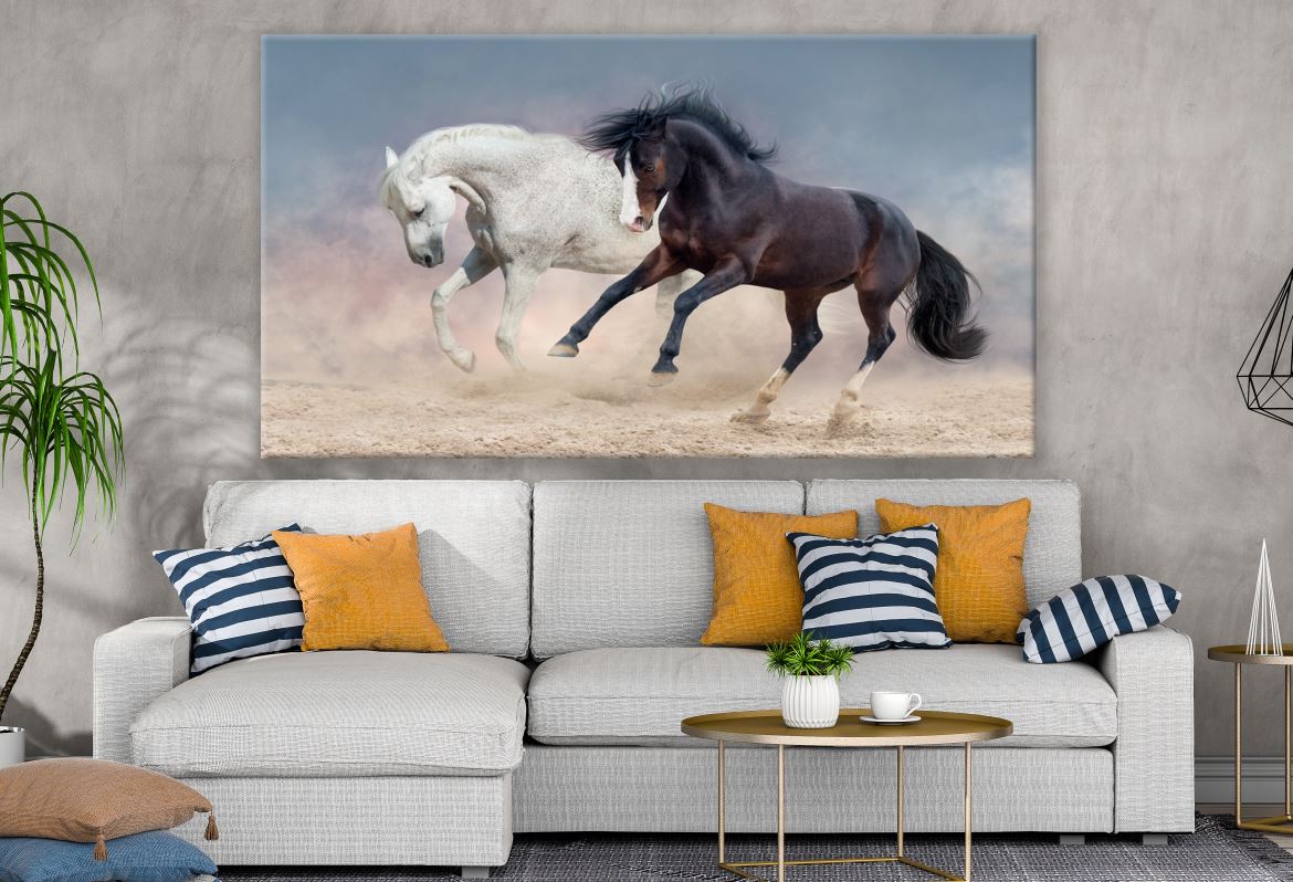 Two Horses Running in Desert Print 100% Australian Made