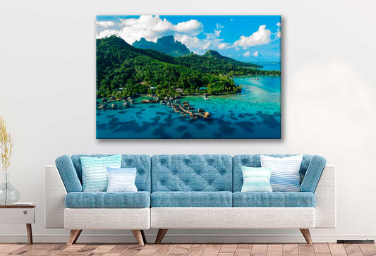 Bella Home Arieal View of Coral Reef Lagoon Print Canvas Ready to hang