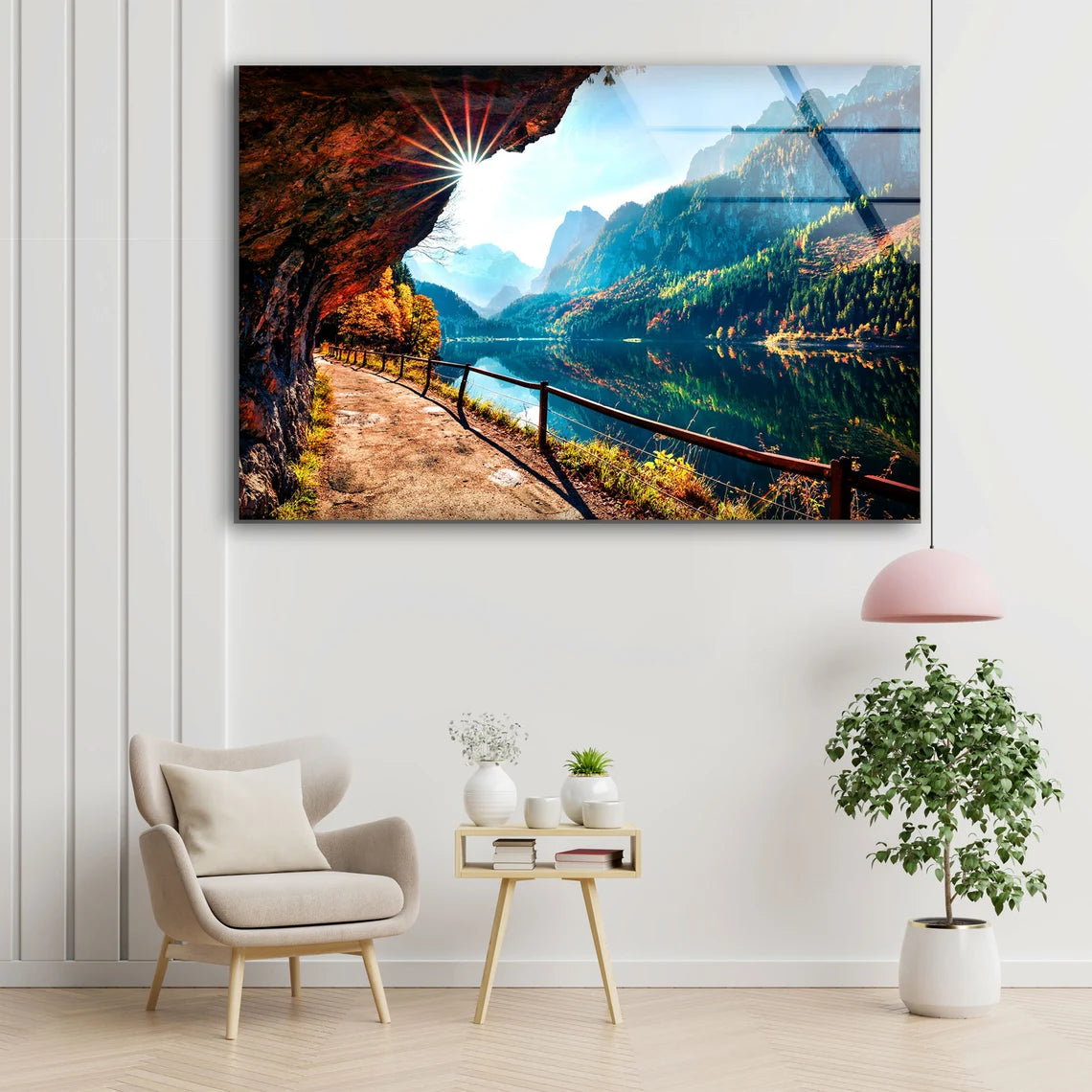 Foot Path Near Lake Scenery Photograph Acrylic Glass Print Tempered Glass Wall Art 100% Made in Australia Ready to Hang