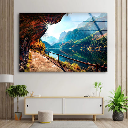 Foot Path Near Lake Scenery Photograph Acrylic Glass Print Tempered Glass Wall Art 100% Made in Australia Ready to Hang