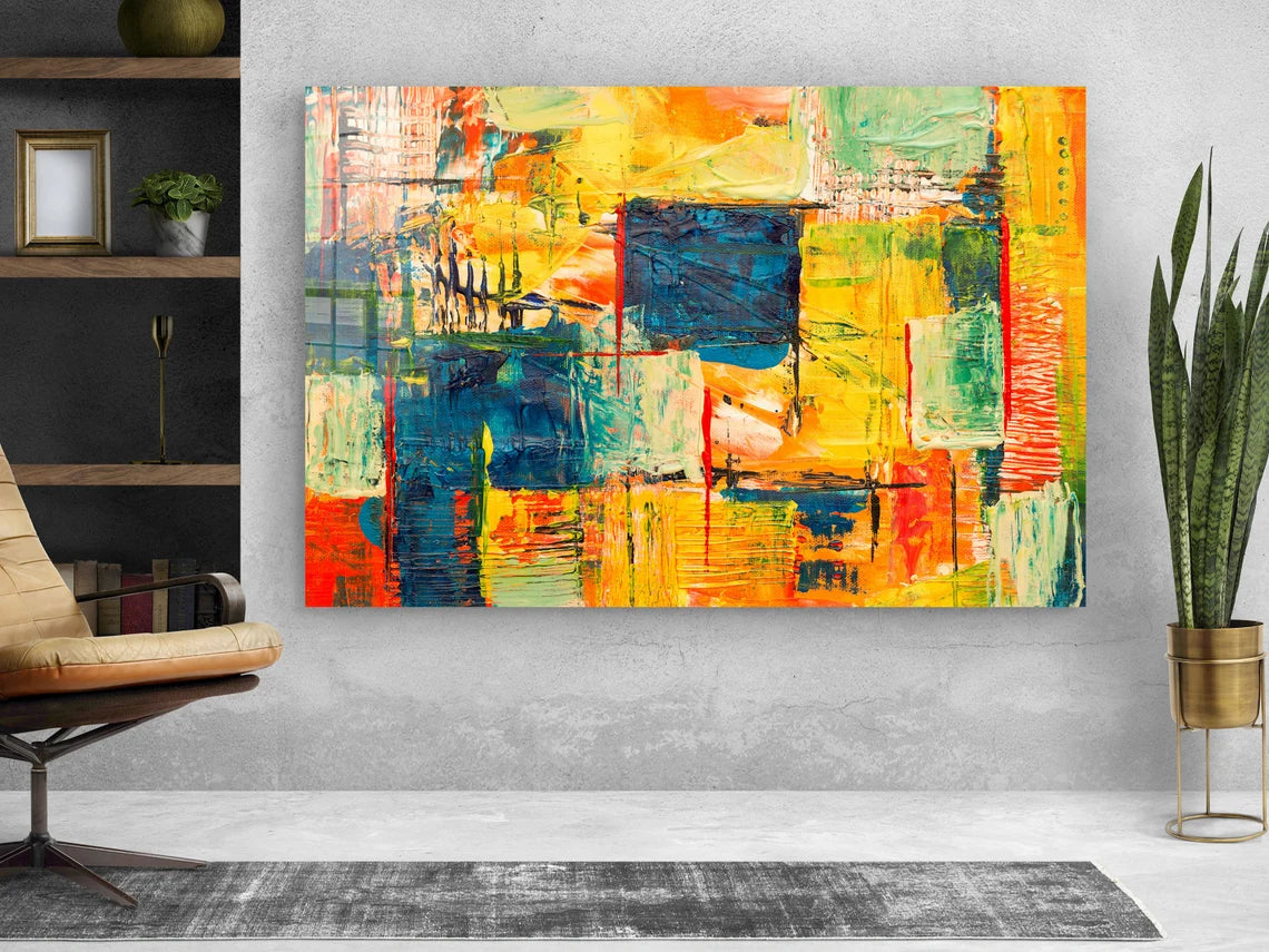 Colorful Abstract Art Print Tempered Glass Wall Art 100% Made in Australia Ready to Hang