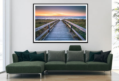 Wooden Bridge to Beach North Sea Photograph Home Decor Premium Quality Poster Print Choose Your Sizes