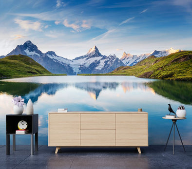 Wallpaper Murals Peel and Stick Removable Snow Capped Mountain View High Quality