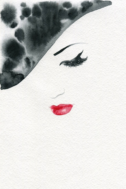 Fashion Woman Face Abstract Watercolor Painting Print 100% Australian Made