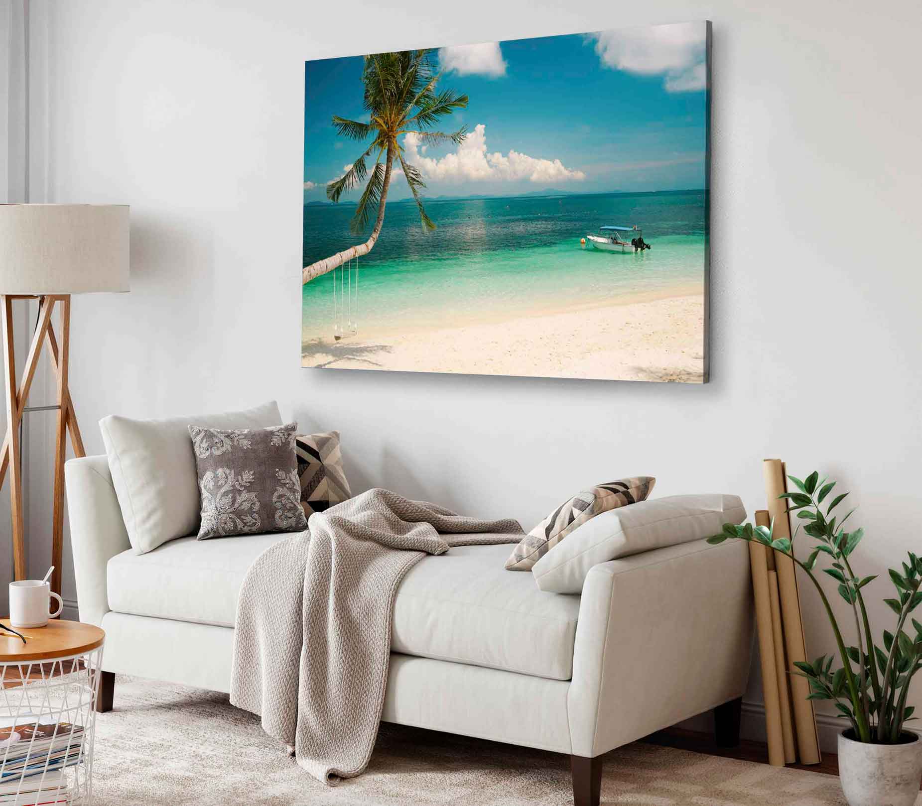 Bella Home Palm Near Green Sunny Beach Print Canvas Ready to hang