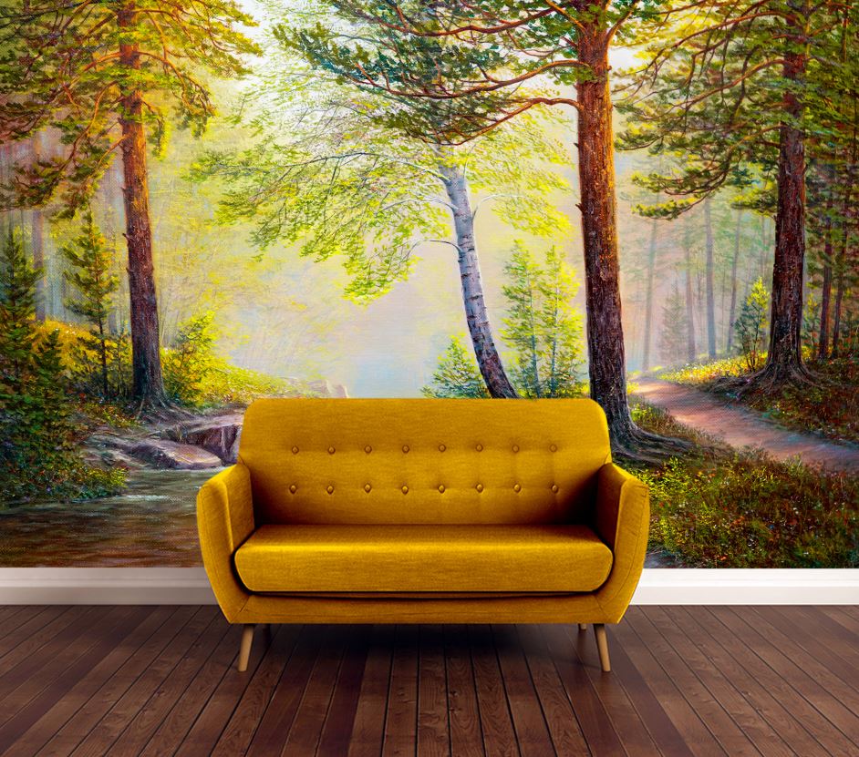 Wallpaper Murals Peel and Stick Removable Stunning Forest Watercolor Painting High Quality