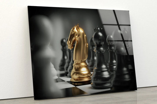 Gold & Black Chess Board Photograph Acrylic Glass Print Tempered Glass Wall Art 100% Made in Australia Ready to Hang