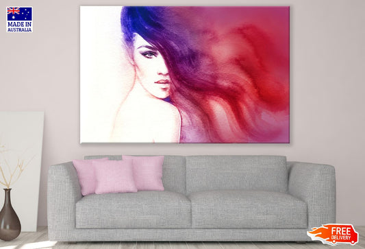 Fashion Woman with Colorful Hair Abstract Watercolor Painting Print 100% Australian Made