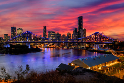 Brisbane Bridge Sunset View Photograph Print 100% Australian Made