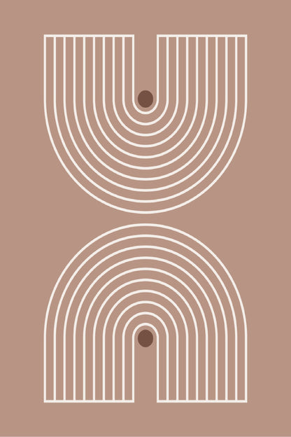 Brown Circles & White Lines Design Print 100% Australian Made