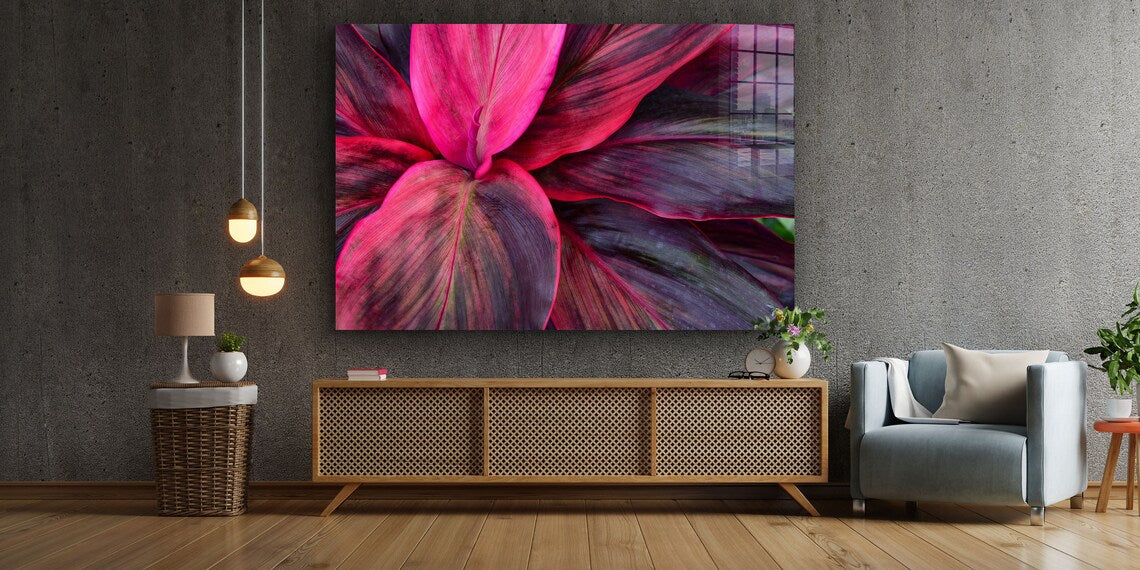 Purple Pink Leaves View Print Tempered Glass Wall Art 100% Made in Australia Ready to Hang