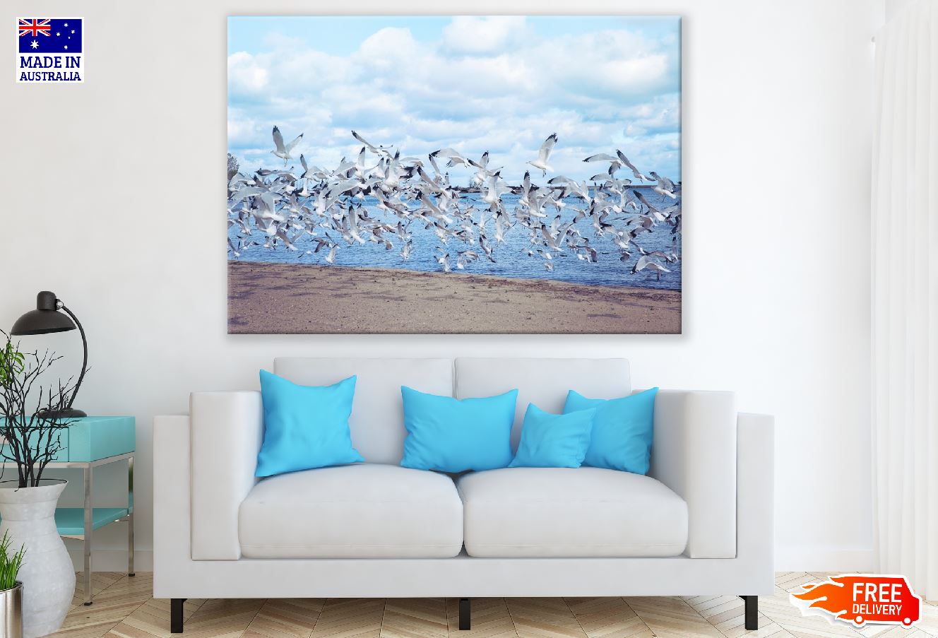 Seagull Birds Flying Above the Sea Photograph Print 100% Australian Made