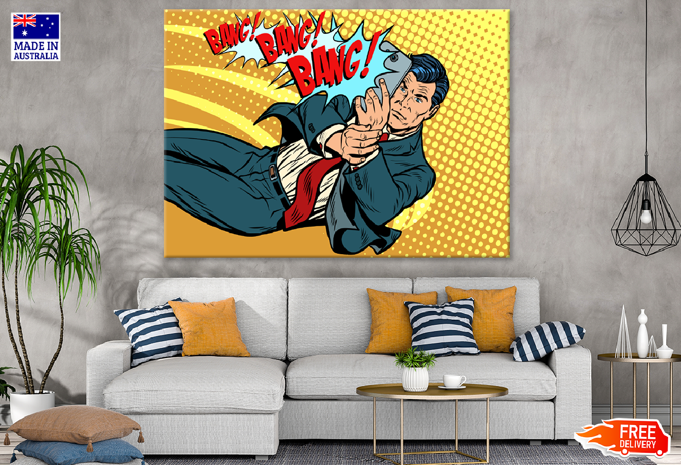 Businessman Takes Pictures on a Smartphone Illustration Print 100% Australian Made