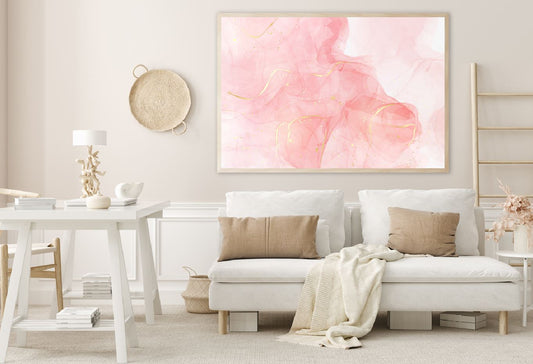 White Pink & Gold Lines Abstract Design Home Decor Premium Quality Poster Print Choose Your Sizes