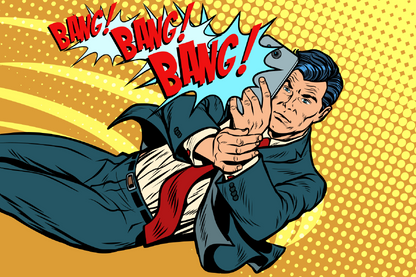 Businessman Takes Pictures on a Smartphone Illustration Print 100% Australian Made