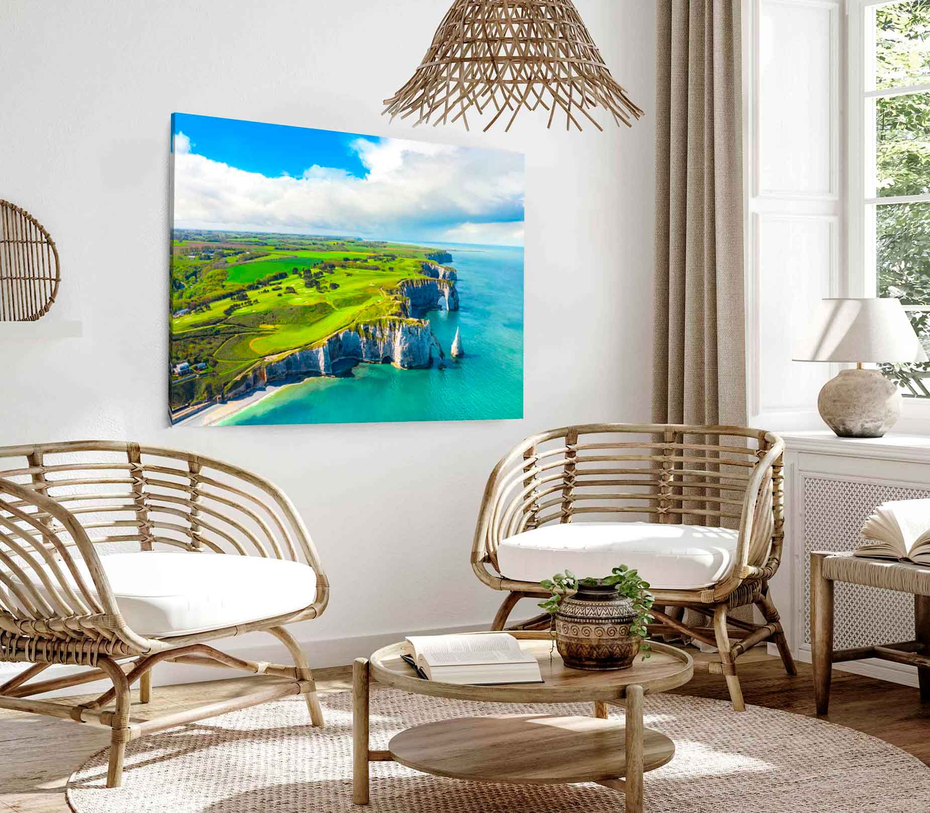 Bella Home Cliffs Etretat Sea Coastal France Print Canvas Ready to hang